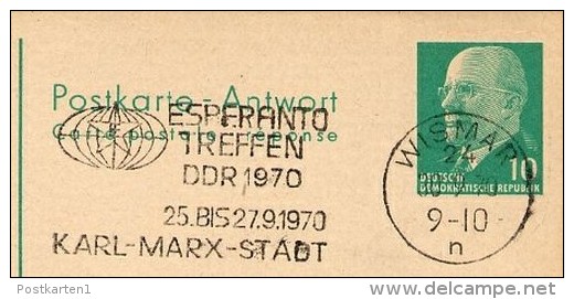 ESPERANTO-TREFFEN KARL-MARX-STADT 1970 Auf DDR P77 Antwort-Postkarte ZUDRUCK Böttner #4 - Esperanto