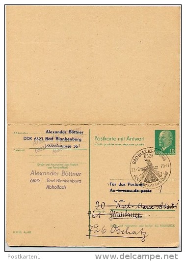 ESPERANTO-TREFFEN KARL-MARX-STADT 1970 Auf DDR P77 Antwort-Postkarte ZUDRUCK Böttner #4 - Esperanto