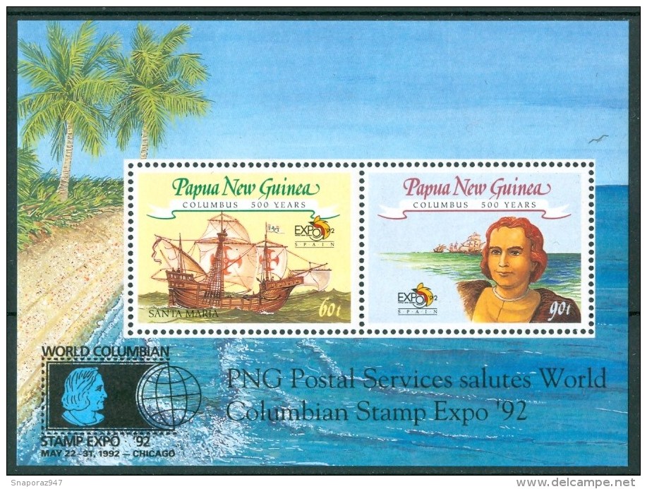 1992 Papua Nuova Guinea Colombo Navigatori Navigators Navigateurs Block MNH** -Nu157 - Cristoforo Colombo