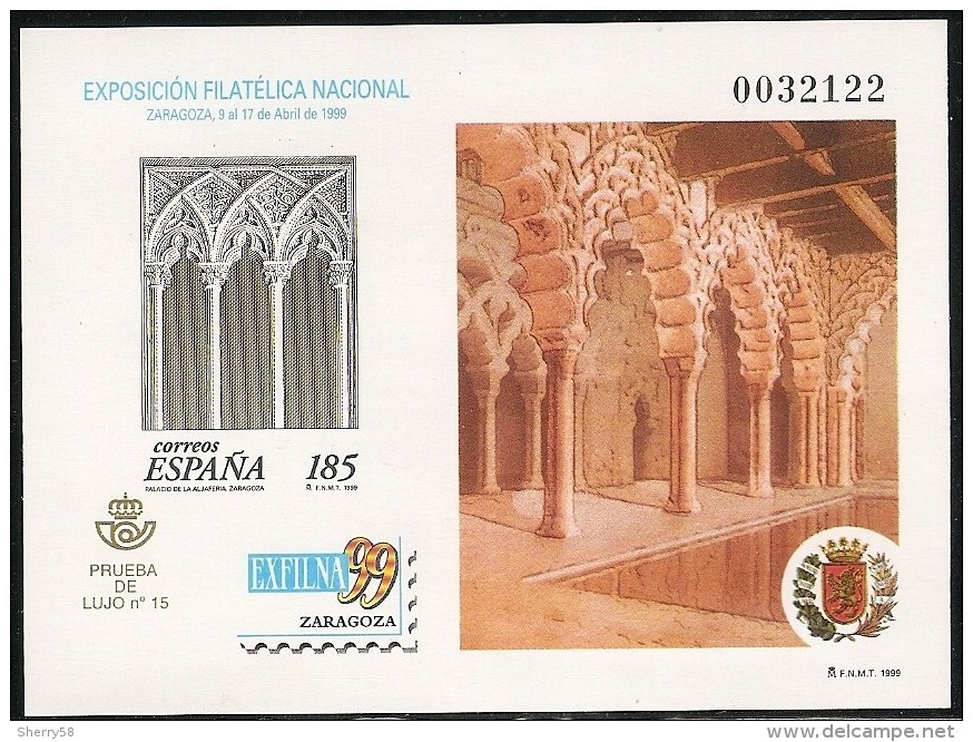 1999-PRUEBA Nº 68-EXFILNA'99 ZARAGOZA.PALACIO DE LA ALJAFERIA - Ensayos & Reimpresiones