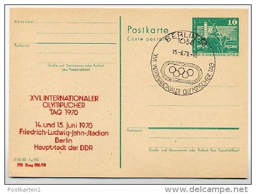 DDR P79-12d-78 C63-b Postkarte PRIVATER ZUDRUCK Olympischer Tag Berlin Sost. 1978 - Cartes Postales Privées - Oblitérées
