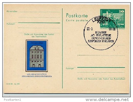 DDR P79-6-80 C136 Postkarte PRIVATER ZUDRUCK Gewandhaus Leipzig Sost.2 1980 - Private Postcards - Used