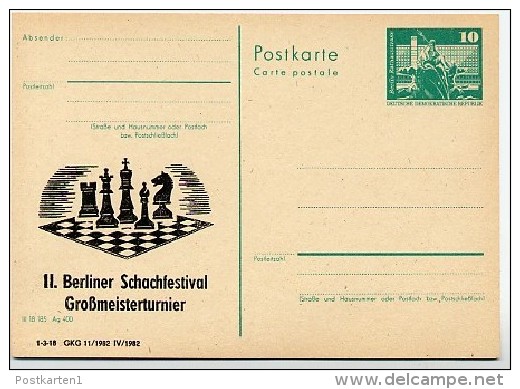 DDR P79-38-82 C206 Postkarte PRIVATER ZUDRUCK Schachfestival Berlin 1982 - Private Postcards - Mint