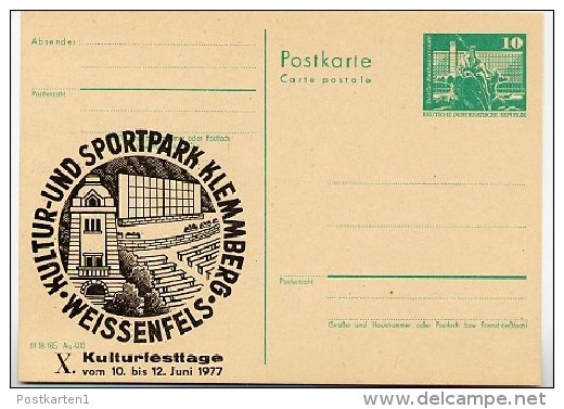 DDR P79-4c-77 C40-c Postkarte PRIVATER ZUDRUCK T.2 Sportpark Klemmberg Weißenfels 1977 - Private Postcards - Mint