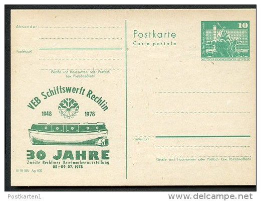 DDR P79-16a-78 C66a Postkarte PRIVATER ZUDRUCK Schiffswerft Rechlin 1978 - Cartoline Private - Nuovi