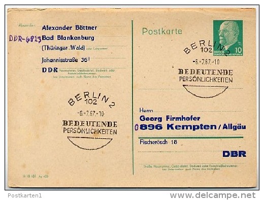 DDR P71 Postkarte ZUDRUCK BÖTTNER #2  Firmhofer Kempten 1967 - Privé Postkaarten - Gebruikt