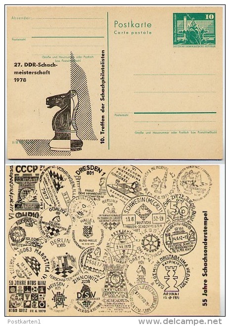 DDR P79-5b-78 C56-b Postkarte PRIVATER ZUDRUCK Schach Torgelow 1978 - Cartoline Private - Nuovi