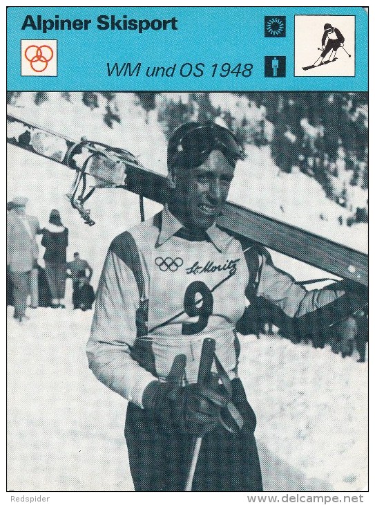 SKI ALPIN-ALPINE SKIING-SCI ALPINO, Sammelkarte /Trading Card, 16x12cm, 1977-79, Ed. Rencontre, Lausanne - Sport Invernali