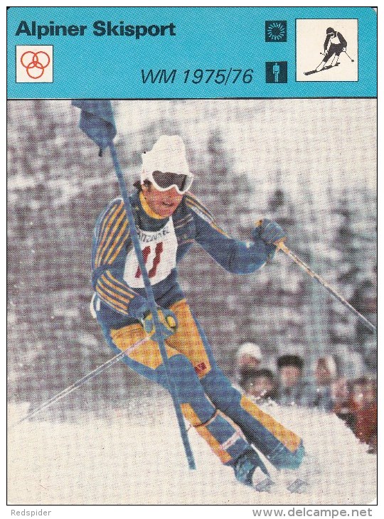 SKI ALPIN-ALPINE SKIING-SCI ALPINO, Sammelkarte /Trading Card, 16x12cm, 1977-79, Ed. Rencontre, Lausanne - Sport Invernali