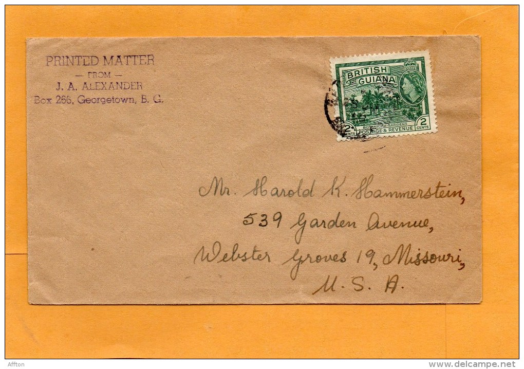 British Guiana Old Cover Mailed To USA - Guayana Británica (...-1966)