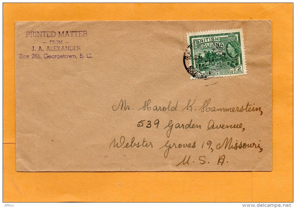 British Guiana Old Cover Mailed To USA - British Guiana (...-1966)