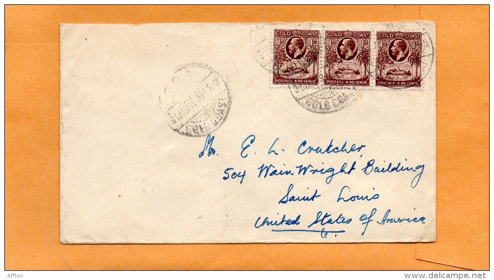 Gold Coast 1936 Cover Mailed To USA - Côte D'Or (...-1957)