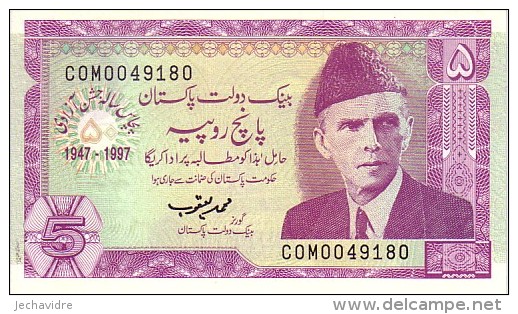 PAKISTAN  5 Rupees Commemoratif 1997   Pick 44      ***** BILLET  NEUF ***** - Pakistan