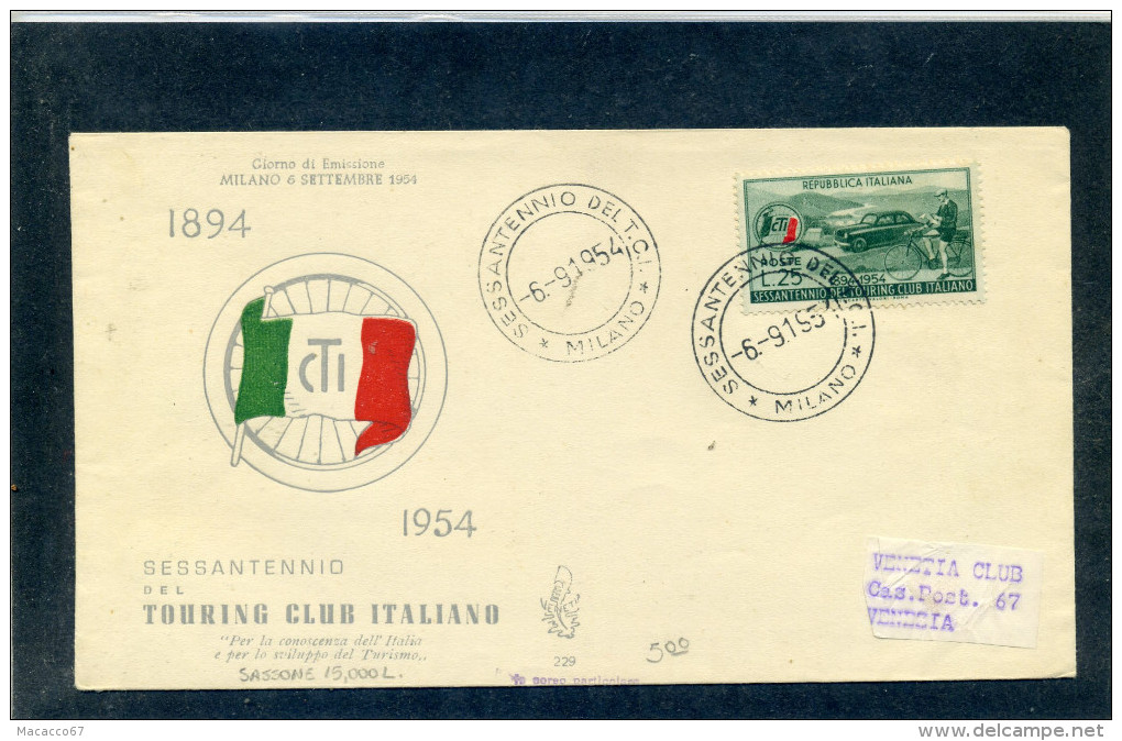 FDC VENETIA 1954 TOURING CLUB - FDC