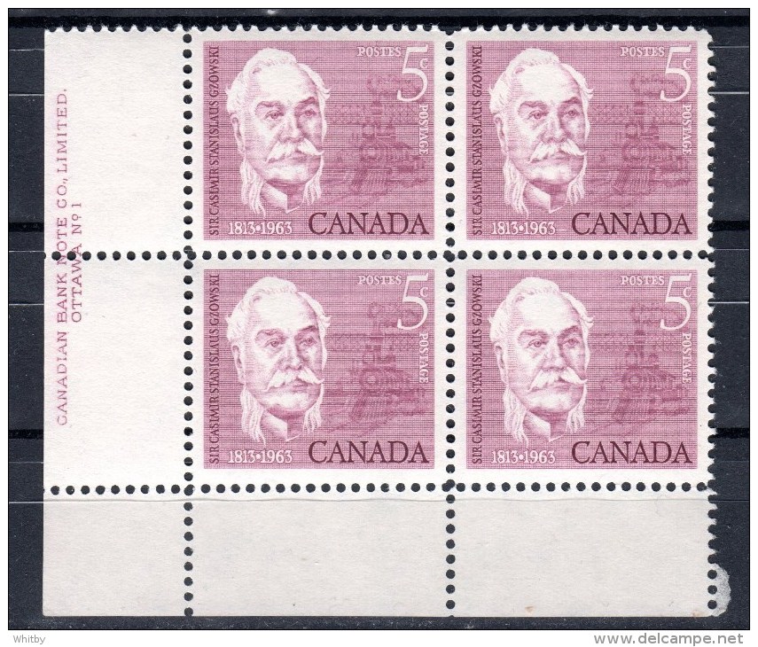 Canada 1963 5 Cent Casimir Gzowski Issue #410 MNH Inscription Block - Ongebruikt