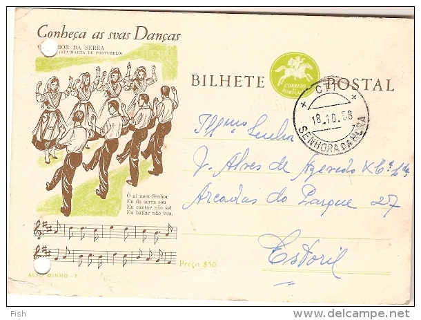 Portugal  Bilhete Postal Conheça As Suas Danças:Senhor Da Serra De StªMarta De Portuzelo, Srª Da Hora/ Estoril 1958 (57) - Storia Postale