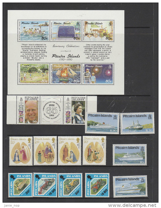 Pitcairn Islands 1991 Full Year ASC 351-364, 14 Stamps + 1 MS - Pitcairn Islands