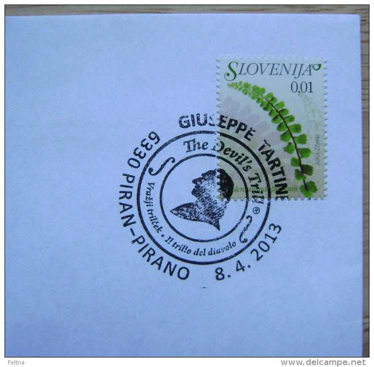 2013 SLOVENIA CANCELLATION ON COVER GIUSEPPE TARTINI COMPOSER THE DEVIL'S TRILL MUSIC - Music