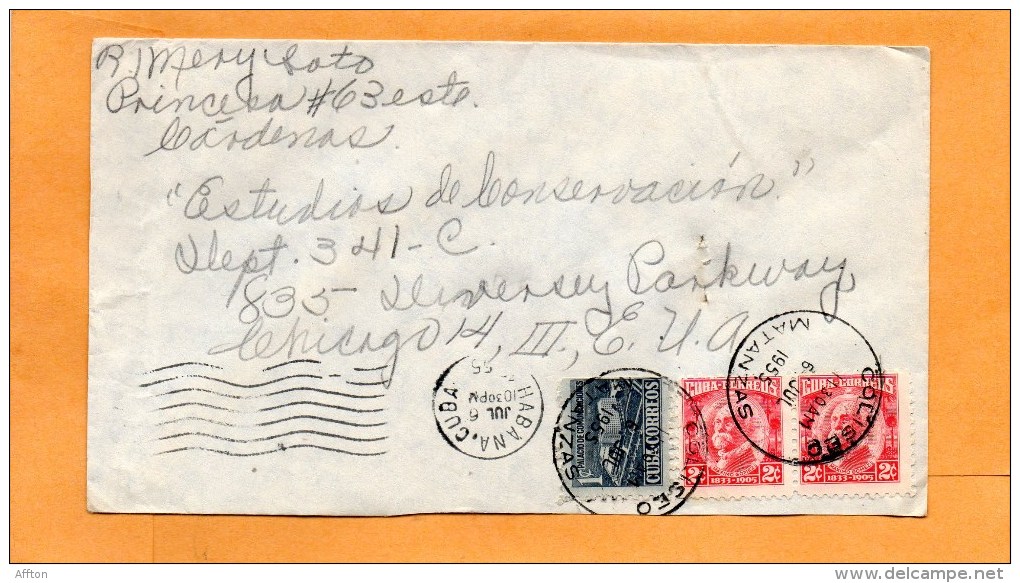 Cuba 1955 Cover Mailed To USA - Storia Postale