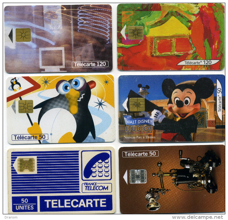 Lot 6 Télécartes Utilisées Dont 1  Les Espaces Du Musee  100000 Ex  Pyjama Impact Verso Bas Droite (lot 8) - Lots - Collections