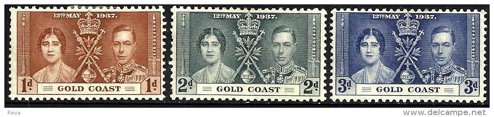 GOLD COAST CORONATION OF KGVI SET OF 3 MLH 12-05-1937 SG117-19 READ DESCRIPTION !! - Côte D'Or (...-1957)