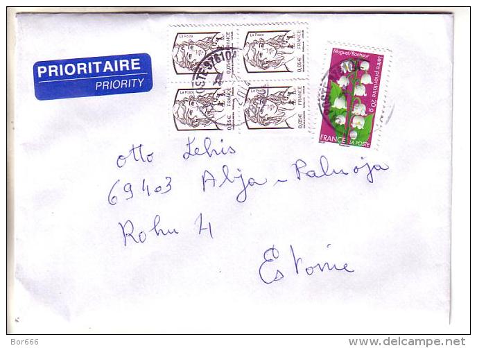 GOOD FRANCE Postal Cover To ESTONIA 2014 - Good Stamped: Flower ; Marianne - Brieven En Documenten