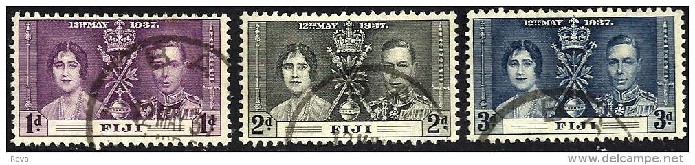 FIJI ISLANDS  CORONATION OF KGVI SET OF 3 MLH 12-05-1937 SG246-48 READ DESCRIPTION !! - Fidji (...-1970)