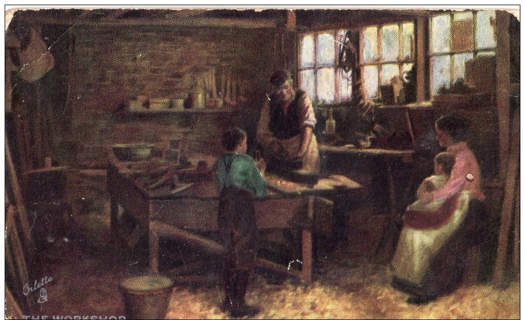 POSTED POSTCARD-  1906 - THE WORKSHOP,  TUCKS OILETTE SERIES - Artigianato