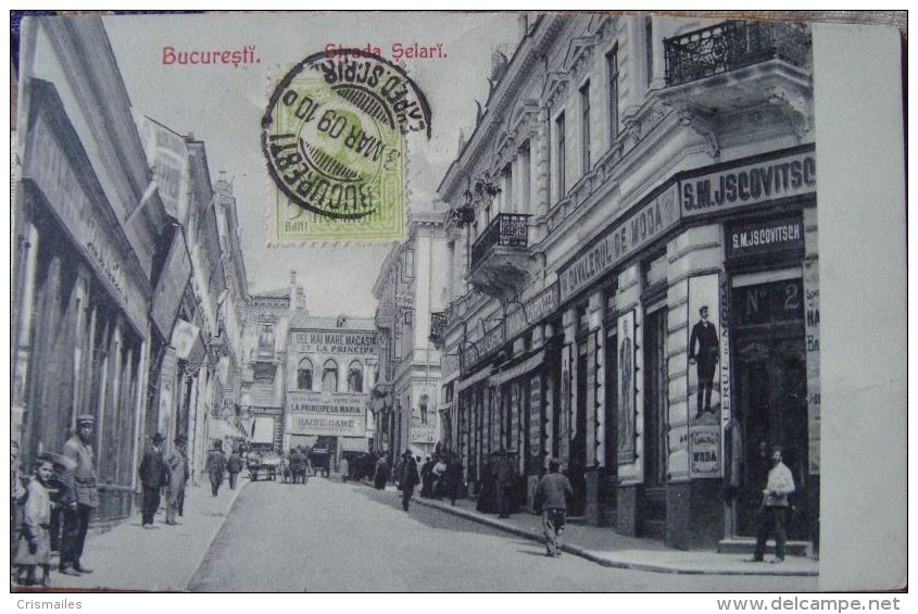 Salutari BUCURESTI 1909 CENTRUL Vechi, Strada SELARI, Pravalii Judaica JSCOVITSCH, TCV - Roumanie