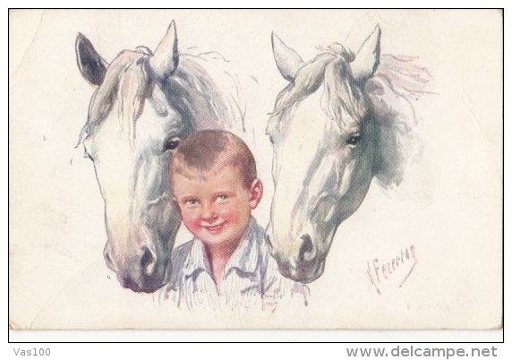 CPA KARL FEIERTAG- BOY WITH HORSES - Feiertag, Karl