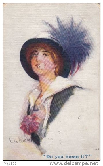 CPA C. BARBER- YOUNG WOMAN WITH HAT - Barber, Court