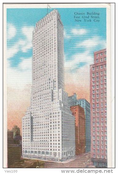 CPA NEW YORK CITY- CHANIN BUILDING, MADISON SQUARE STATION SPECIAL ROUND STAMP - Other Monuments & Buildings