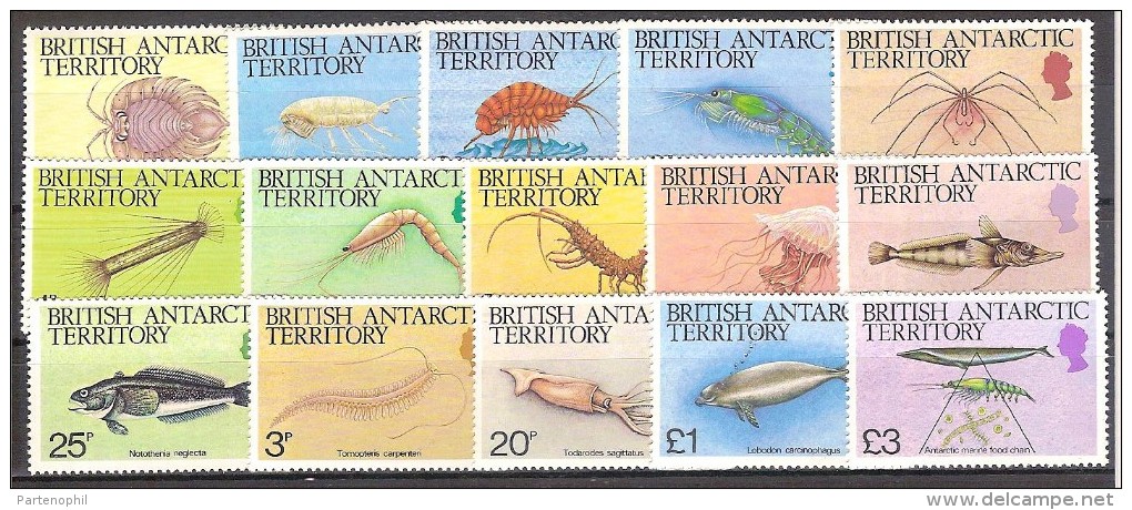 **  BRITISH ANTARTIC TERRITORY FAUNA MARINA MNH YVERT 128/143 - Nuevos