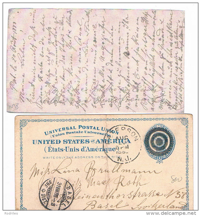 Estados Unidos. 1888. Tarjeta Postal Circulada A Basilea - ...-1900