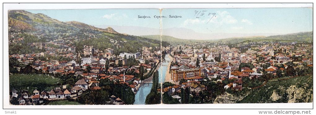 AK BOSNIEN-HERZEGOWINA SARAJEVO PANORAMA DOPPEL AK 1909 - Bosnia And Herzegovina