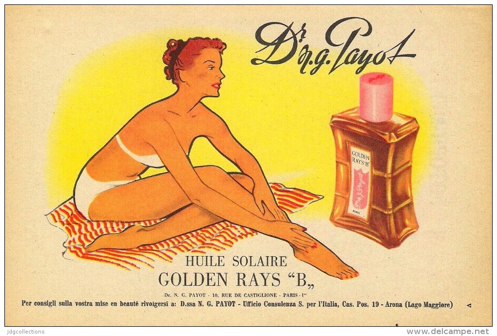 # Dr. PAYOT PARIS HUILE SOLAIRE 1950s Advert Pubblicità Publicitè Reklame Suntan Oil Bronzage Creme Solaire Protector - Unclassified