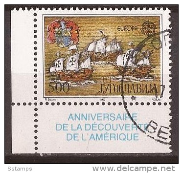 1992  2534-35  EUROPA JUGOSLAVIJA AMERIKA 500 ANNIVERSARY SHIP PINTA  NINA KOLUMBO USED - Maritime