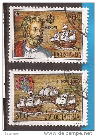1992  2534-35  EUROPA JUGOSLAVIJA AMERIKA 500 ANNIVERSARY SHIP PINTA  NINA KOLUMBO USED - Oblitérés