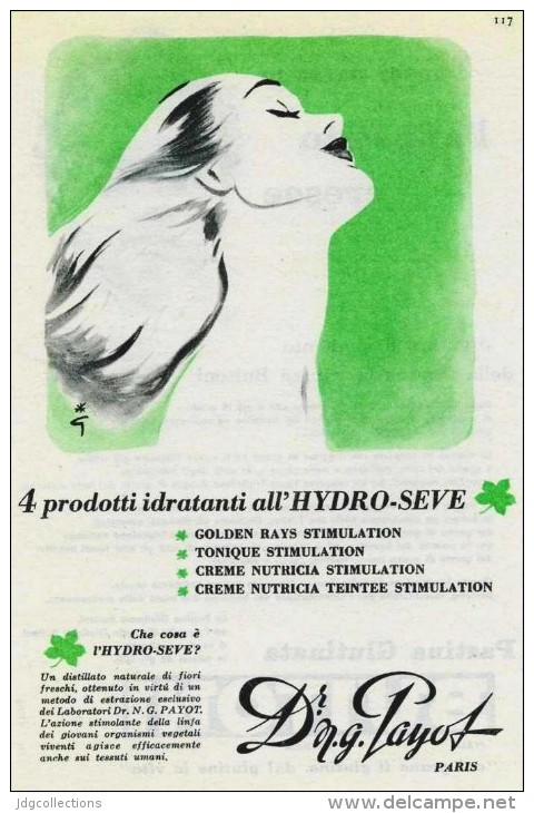 # Dr. PAYOT "4" CREME HYDRATANTE 1950s Advert Pubblicità Publicitè Reklame Cream Crema Creme Hydratante Protector Beautè - Unclassified