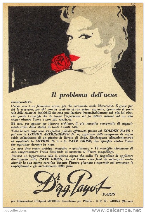 # Dr. PAYOT (type 2) CREME HYDRATANTE 1950s Advert Pubblicità Publicitè Reklame Cream Creme Hydratante Protector Beautè - Zonder Classificatie