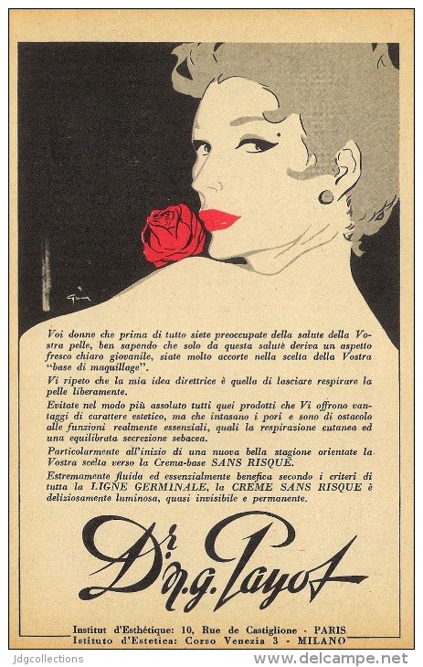 # Dr. PAYOT (type 3) CREME HYDRATANTE 1950s Advert Pubblicità Publicitè Reklame Cream Creme Hydratante Protector Beautè - Ohne Zuordnung