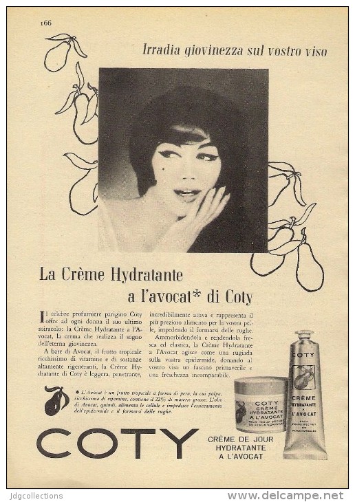 # COTY CREME DE JOUR HYDRATANTE 1950s Advert Pubblicità Publicitè Reklame Cream Creme Hydratante Protector Beautè - Ohne Zuordnung