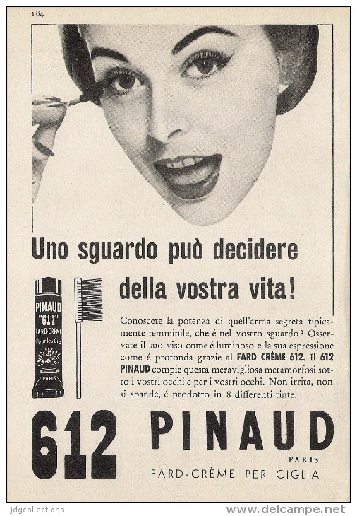 # PINAUD 612 MASCARA POUR LE CILS 1950s Advert Pubblicità Publicitè Reklame Cream Rimel Maskara Protector Beautè - Zonder Classificatie