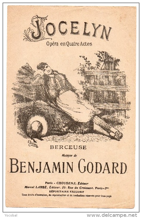 Partitions Musicales, Jocelyn Opéra En 4 Actes, Musique De Benjamin Godard, Ed: Choudens, Frais Fr: 1.80€ - Partitions Musicales Anciennes