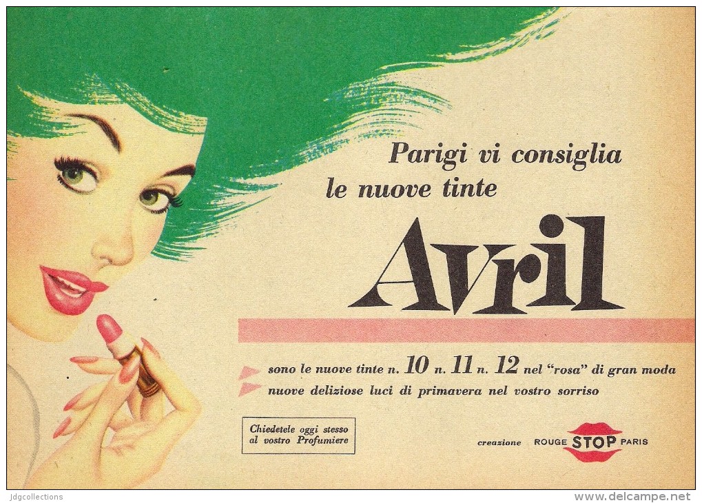 # AVRIL (type 5) ROUGE STOP PARIS 1950s Advert Pubblicità Publicitè Reklame Lipstick Rossetto Lapiz Labial Beautè - Non Classés