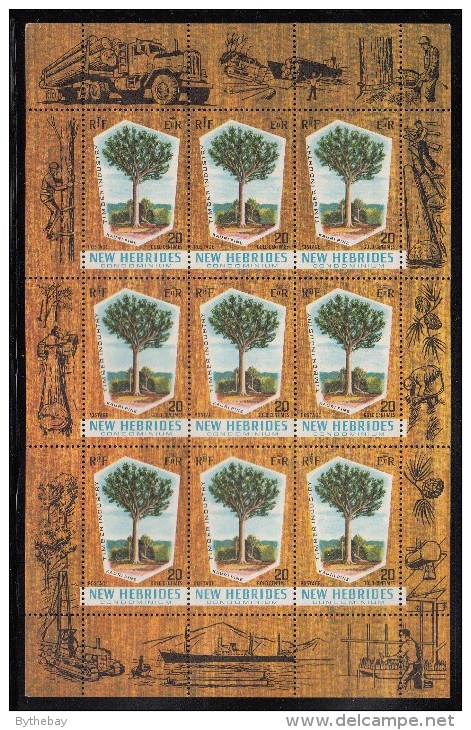 New Hebrides, British MNH Scott #132 Sheet Of 9 20c Kauri Pine - Timber Industry - Unused Stamps
