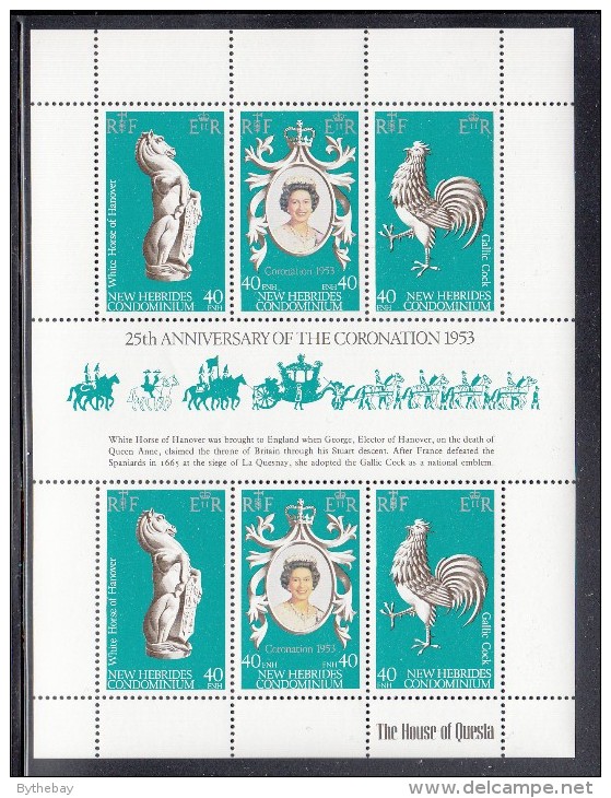 New Hebrides, British MNH Scott #258 Sheet Of 6 25th Anniversary Queen Elizabeth II's Coronation - Ungebraucht