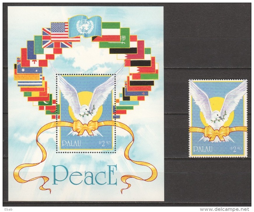 Palau 1991 Mi 473 + Block 10   MNH  PEACE BIRD - Palau