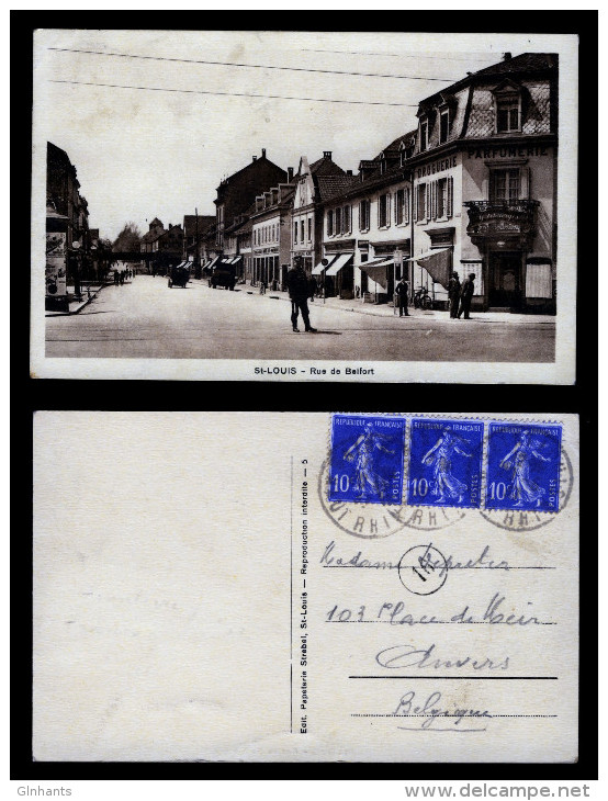 PICTURE POSTCARD PPC ST-LOUIS RUE DE BELFORT CIRCA 1930 DROGUERIE PARFUMERIE - Saint Louis