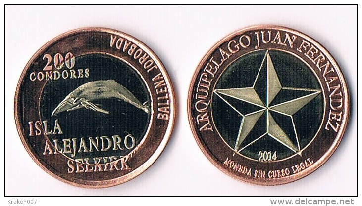 ISLA Alajandro Selkirk  200  Condores 2014 ( Bimetal) -whale - Altri – America